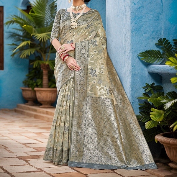 Floral Woven Design Chanderi Saree
