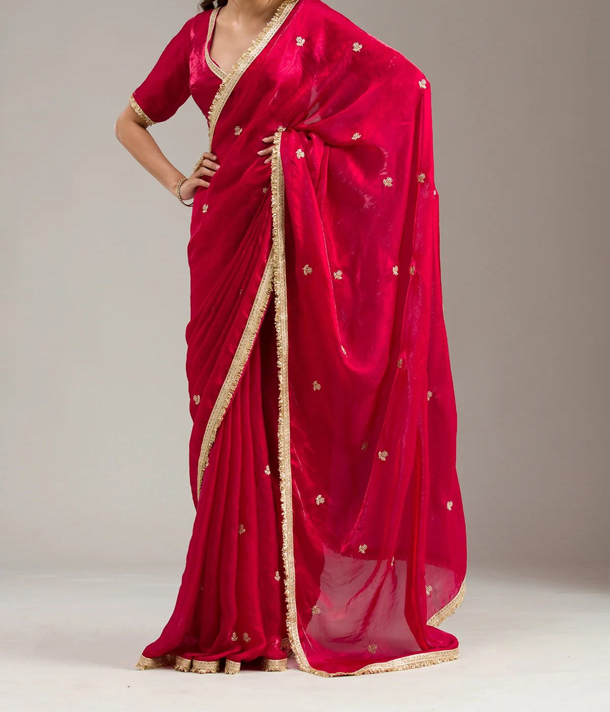 Maroon Zariwork Tissue Saree