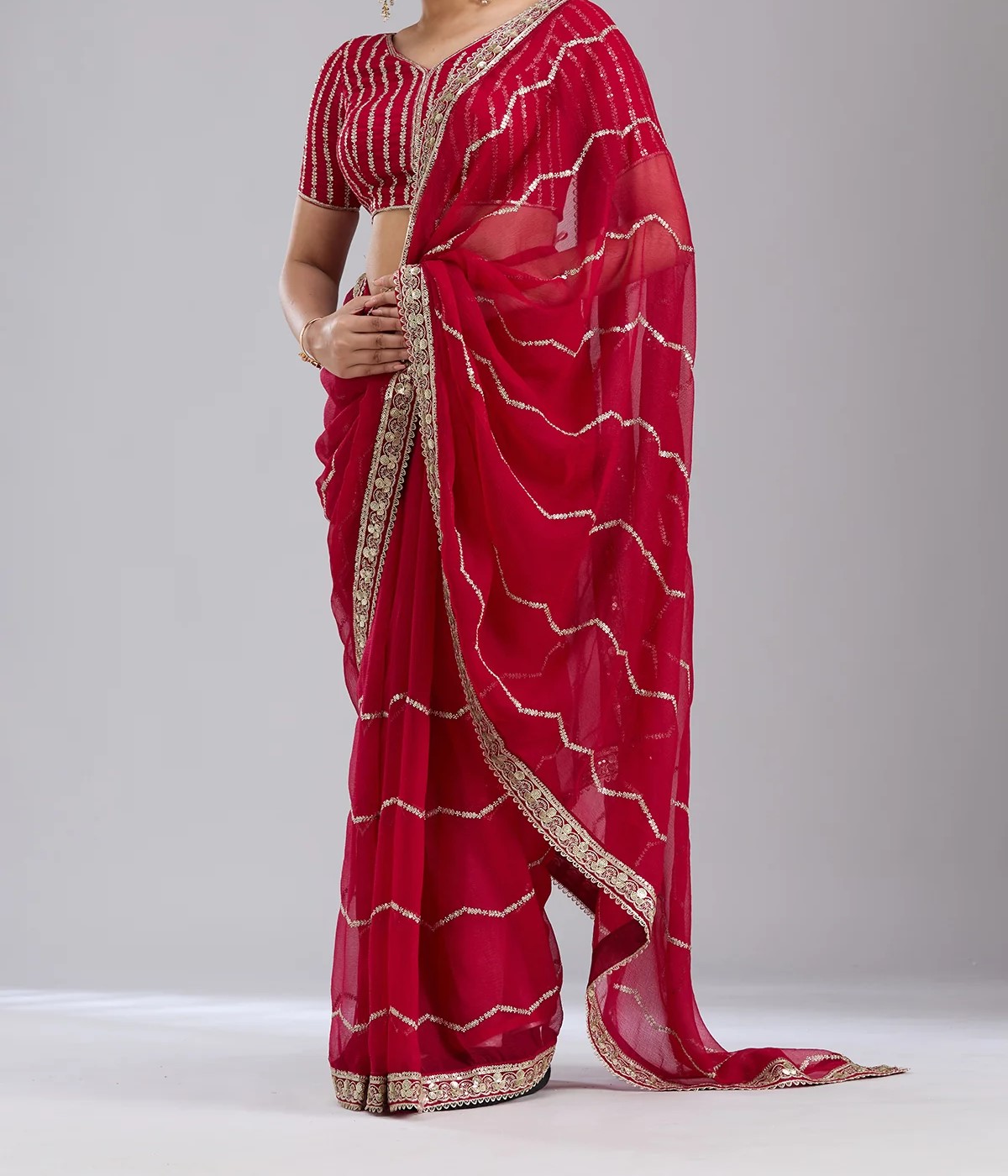 Rani Pink Sequins Georgette Saree