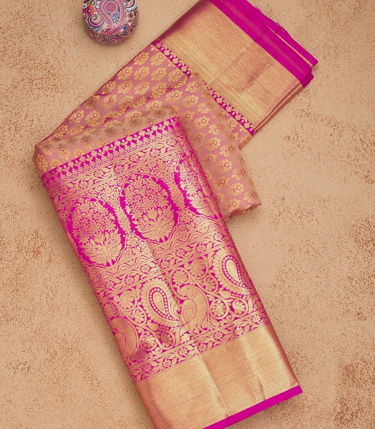 Rani Pink Zariwork Pure Silk Saree