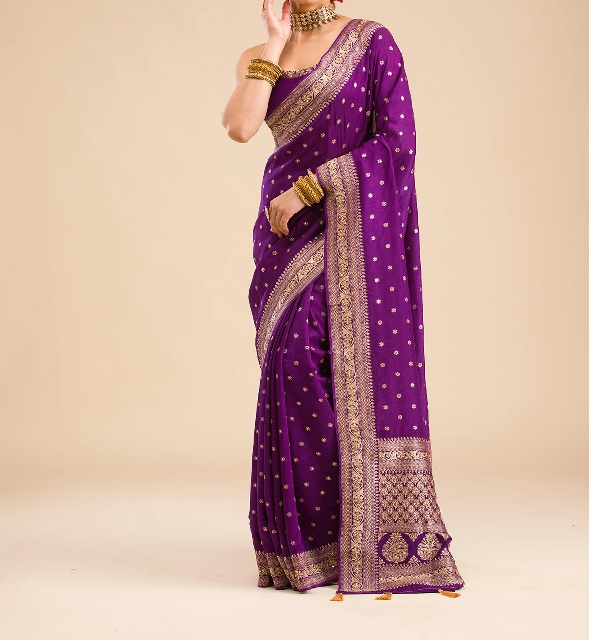 Purple Zariwork Banarasi Silk Saree