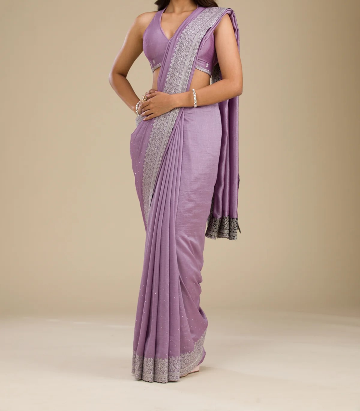 Purple Zariwork Soft Silk Saree