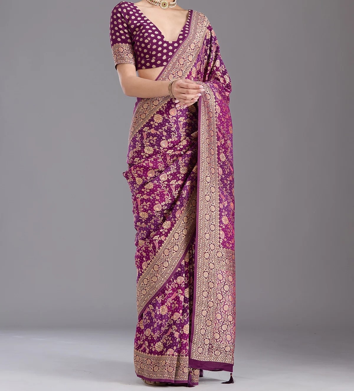 Purple Banarasi Silk Saree