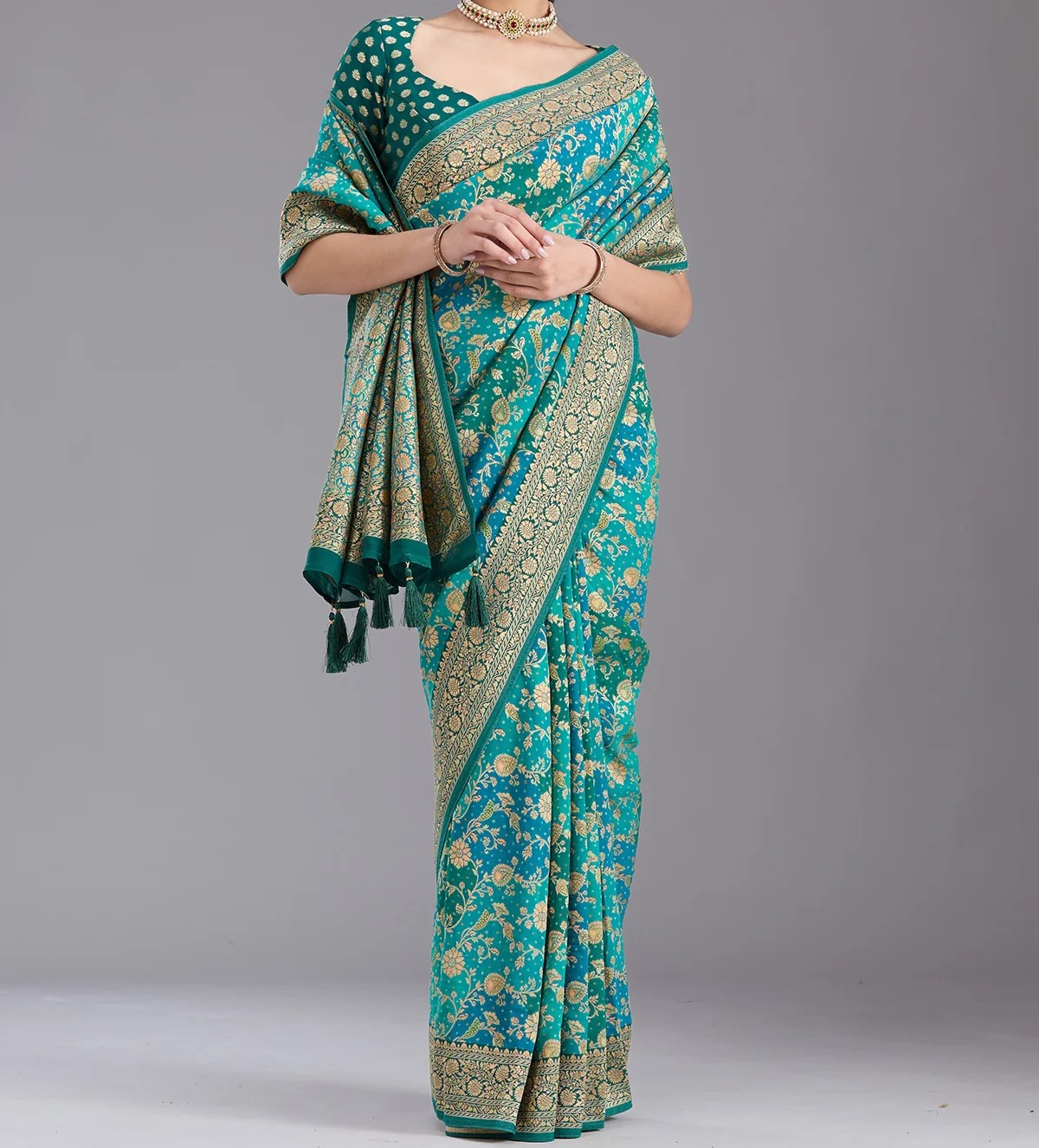Rama Green Banarasi Silk Saree